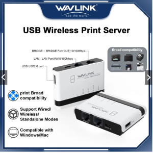 WAVLINK printer server USB WiFi RAW 2 Port LAN 100Mbps