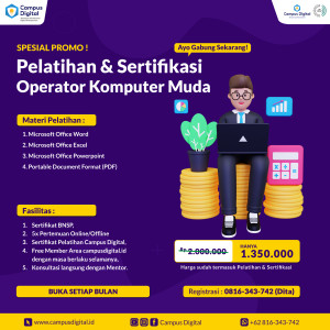 Pelatihan dan Sertifikasi BNSP - Operator Komputer Muda