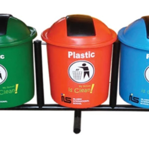 Tempat Sampah Fiber 3 pilah Bulat