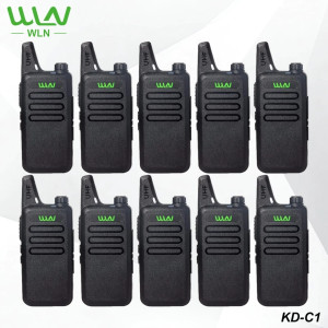 HT 10 PCS HT WLN KD-C1 5W 16 Channel UHF 400-470MHz Two-Way Walkie Talkie Radio With headphones (Red White Black)