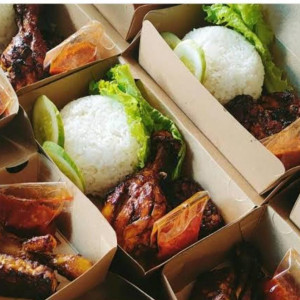 nasi kardus isi ayam tempe