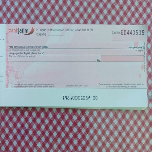 BUKU CEK RESMI BANK JATIM ISI 25 LEMBAR