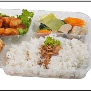 Nasi Kotak Menu Ikan / Ayam Asam Manis.