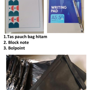 tas berisi pauch bag , bolpoint, block note