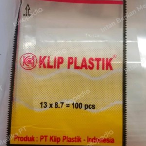 Plastik klip 13x8.7 dengan sablon Logo