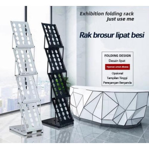 Rak Brosur 4 Susun Besi Lipat - Rak Majalah 4 Susun Portable A4 F4