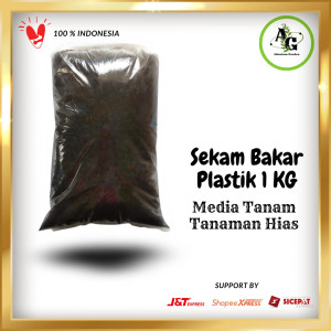Media tanam sekam bakar murni organik kemasan plastik 1 kg full arang tanpa berabu untuk segala jenis Tanaman