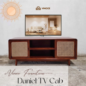 Buffet/ Kabinet Kayu Jati Kombinasi Rotan Alami