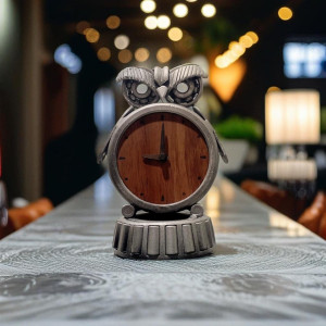 Owl clock sculpture