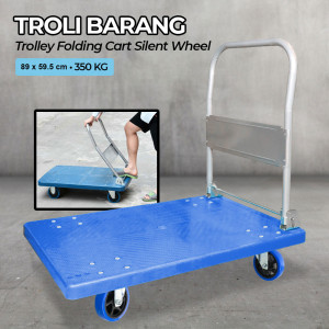 Troli Barang Lipat Trolley Folding Cart Silent Wheel 89x59.5cm - FPT-300 - Blue