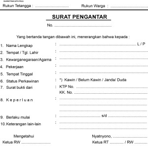 Surat Pengantar RT Kelurahan Genuk