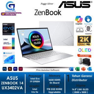 Laptop ASUS ZENBOOK OLED 14 UX3402VA Intel Evo i9 13900H 16GB DDR5 1TB SSD 2.8K TOUCH Numpad Windows 11