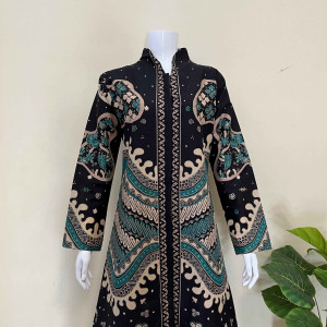 Baju Batik Lengan Panjang Motif Abstrak Warna Sogan