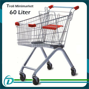 Troli Stainless Steel Supermarket / minimarket kapasitas 60 liter