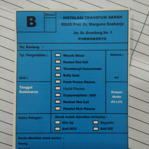 Kartu Donor Darah B