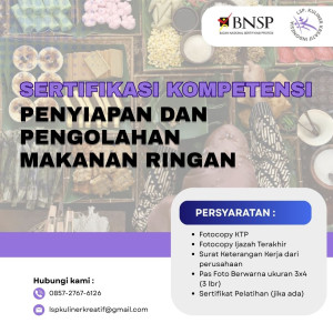 SERTIFIKASI KOMPETENSI PENYIAPAN DAN PENGOLAHAN MAKANAN RINGAN