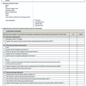 Cetak Form Sekrening Kesehatan Anak Usia Sekolah   (SMA/SMK)