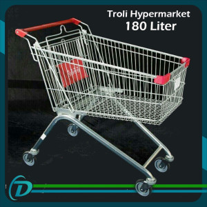 Troli Stainless Steel Supermarket / minimarket kapasitas 180 liter