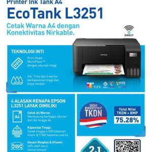 Printer Epson EcoTank L3251 Print Scan Copy Wireless (TKDN Certification)