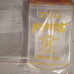 Plastik klip etiket obat 8,7x13 merk sepuluh