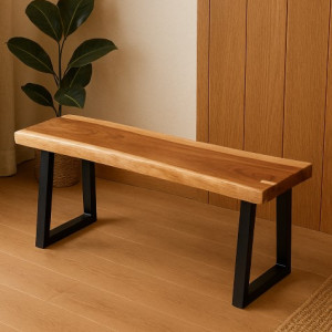 Bangku Kayu Trembesi Industrial Kombinasi Besi