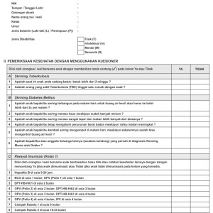 Cetak Form Sekrening Kesehatan Anak Usia Sekolah   (SD/MI)