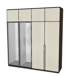 Lemari Baju HPL Kombinasi Pintu Kaca