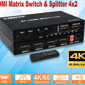 HDMI Matrix Switch Splitter 4x2 4K 60Hz