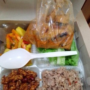 Paket Nasi Ayam Goreng Kampung balut telor