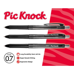 Ballpoint Zebra Pic Knock 0,7 mm - Warna Hitam