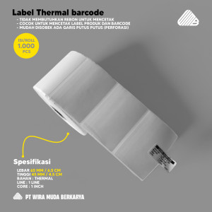 Stiker Label thermal barcode wiramuda uk 65 x 45 mm