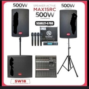 Paket Sound System Outdoor Dll Speaker Aktif 15 Inch BareTone Max15Rc Subwoofer 18 Inch BareTone SW18 Mixer dBvoice 10 Channel