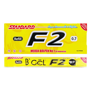 Reffil Isi Ballpoint Standard B-Gel F2 0.7mm Hitam 12 PCS