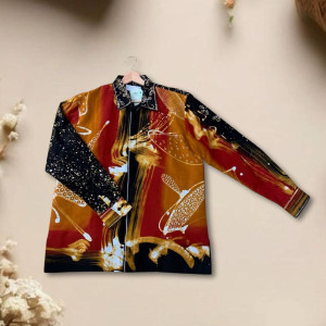 Kemeja Batik Tulis Motif Suroboyoan Mix Abstrak Kontemporer