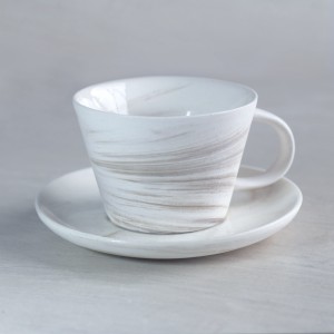 CANGKIR KERAMIK MARBLE - TEA CUP SET MARBLE BROWN
