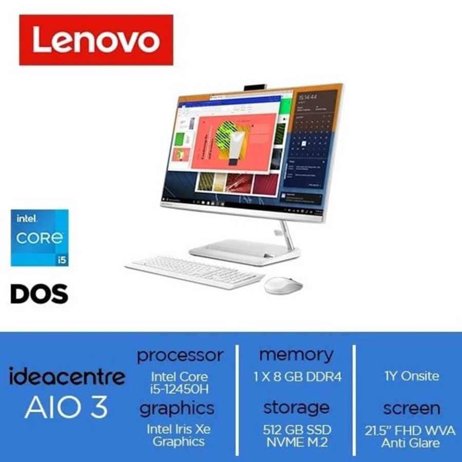 Lenovo All In One, AIO 3, Intel Core I5-1245OH, 8 GB DDR4, SSD 512 GB