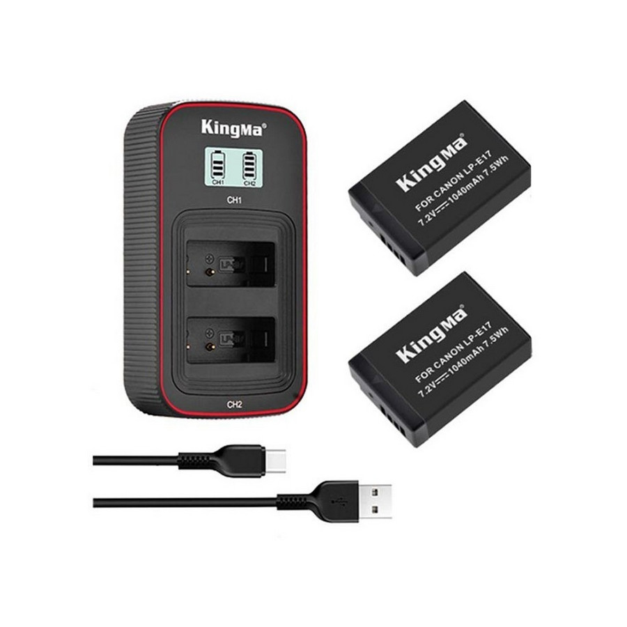 Battery Kamera KINGMA Canon LP-E17 2-Pack with Dual Charger - Lcd Display