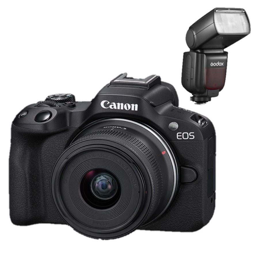 Kamera Mirrorless Canon EOS R50 with 18-45mm Lens + Flash Kamera