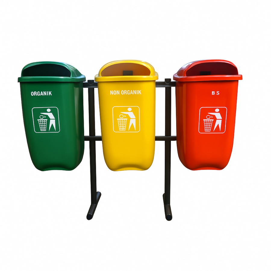 Tempat Sampah Fiberglass 3 In 1 (Organik, Non Organik, B3)