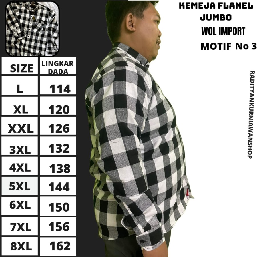 KEMEJA FLANEL JUMBO SIZE XXL - samping