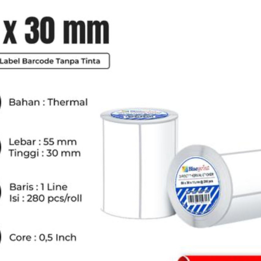kertas stiker thermal 55 x 30 Blueprint