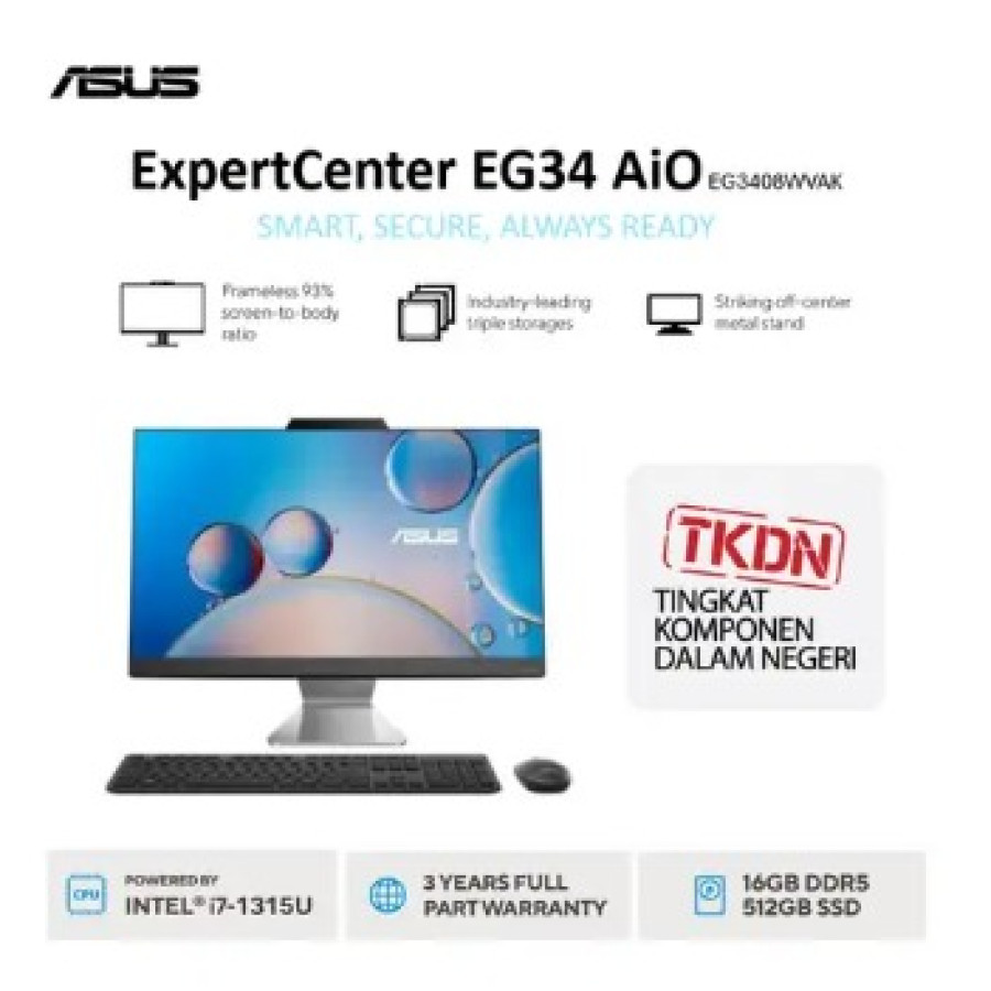 ASUS EXPERTCENTER EG3408WVAK I7/16GB/512GB SSD/WIN HOME/23.8 INCH FHD