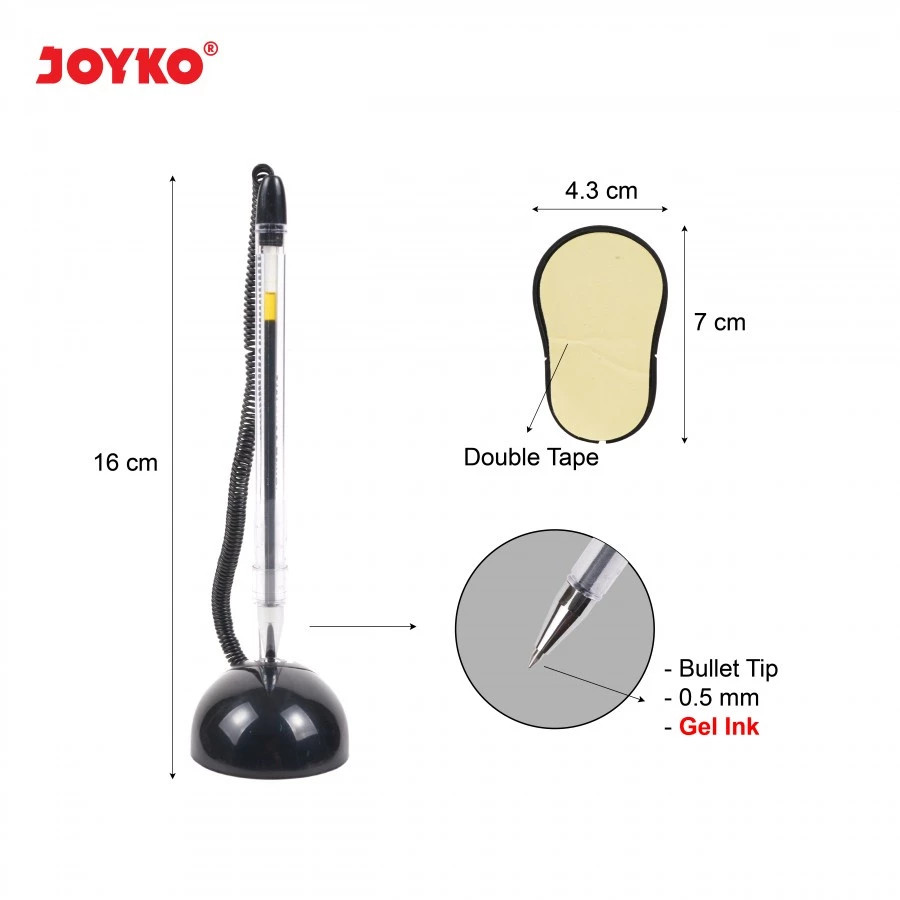 Joyko PSGP 147 - Stand Gel Pen / Bolpen Meja Spiral - samping