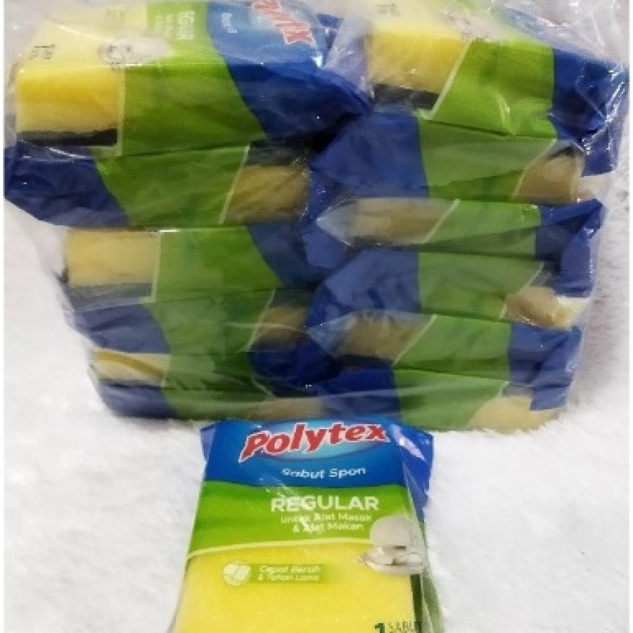 Spon Cuci Piring Polytex Sabut Spon isi 12 - samping