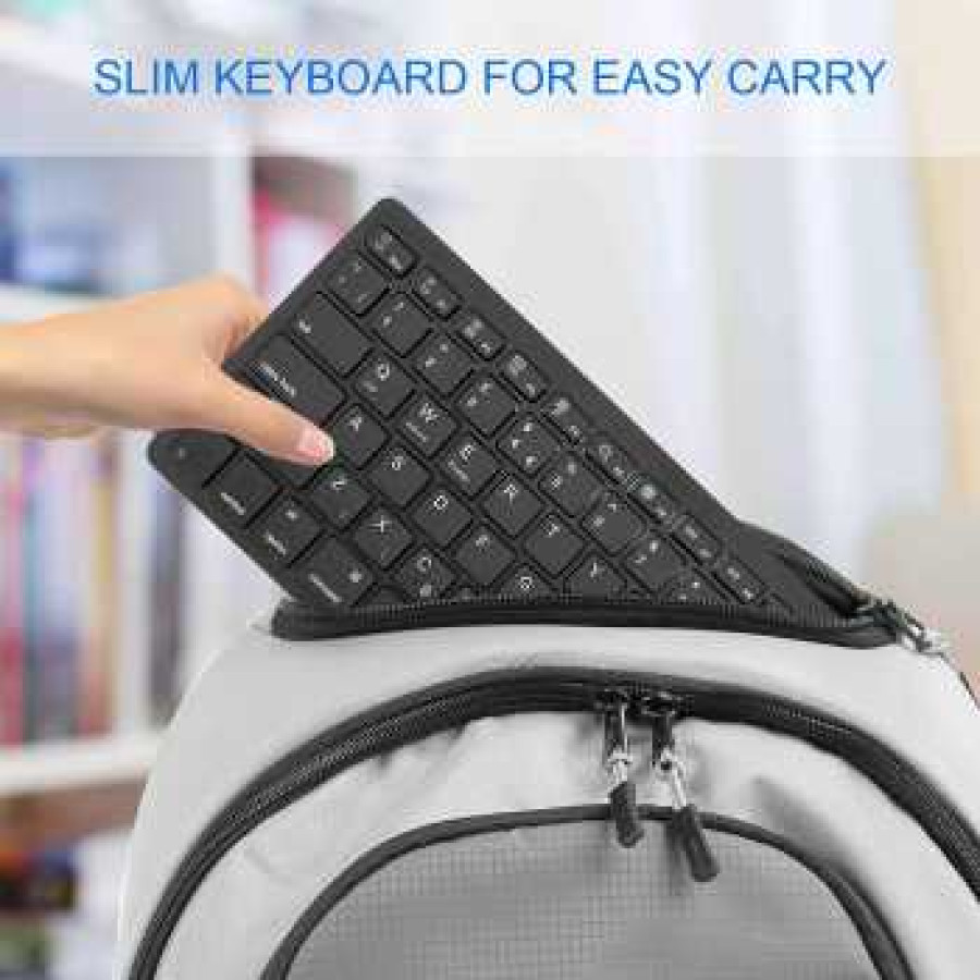 Taffware Keyboard Wireless Mini Bluetooth IOS Android PC Portable - BK3001 - Black - detail