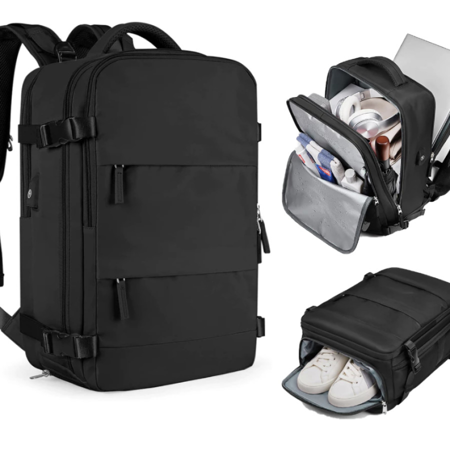 Tas Ransel Travel Wanita Multi-fungsi Waterproof Tas Ransel Laptop Backpack 16 inch 35 Liters - depan
