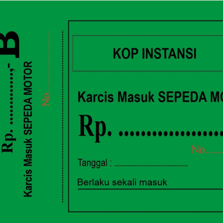 Cetak Karcis Custom - 100 Lembar/Jilid - samping
