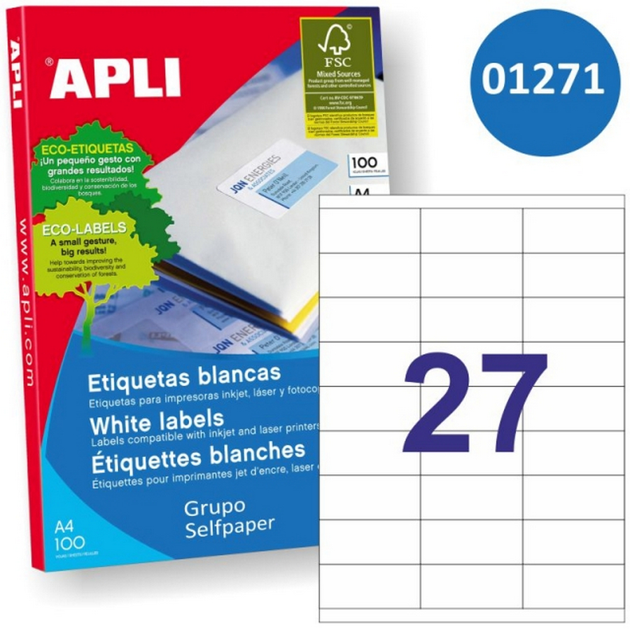 Label Sticker APLI 100 lembar 70 x 30 mm / 2.700 units / Square corner