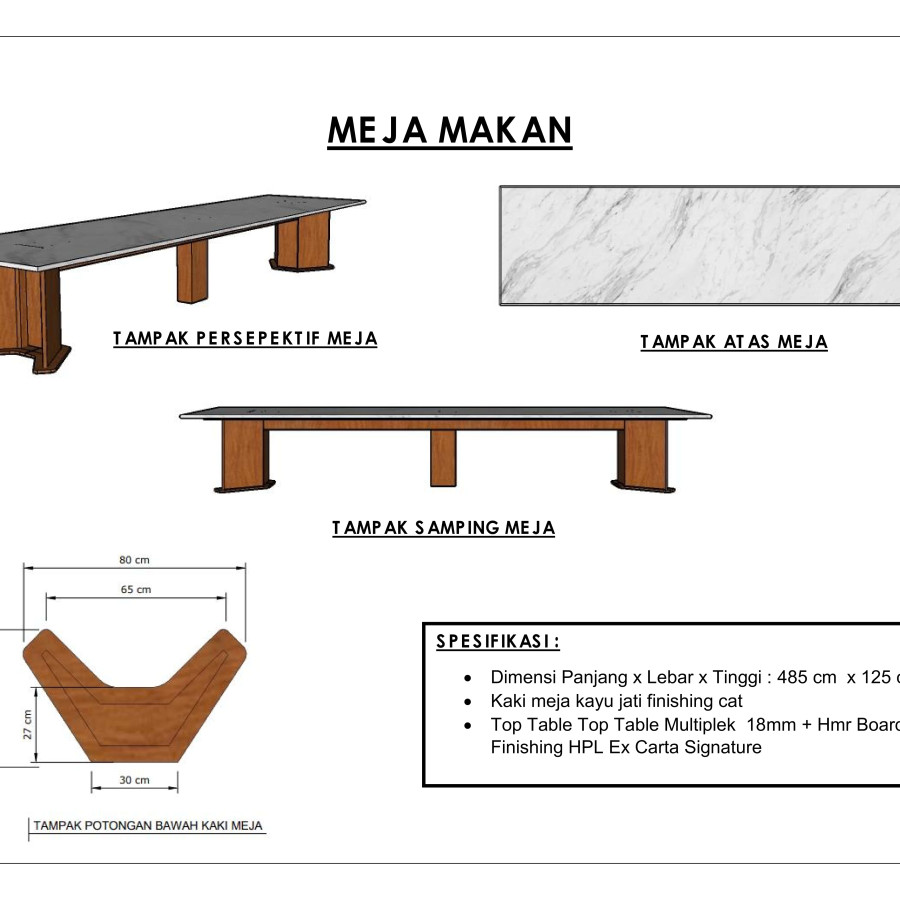 MEJA MAKAN + KURSI MAKAN SET - depan