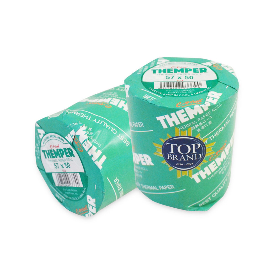 Kertas Thermal 57X50 Themper E-Print Eco Hijau Top Brand - depan